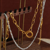 Beaded Double-Layered Titanium Steel Necklace 