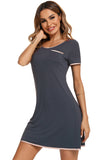 Contrast Trim Pocketed Round Neck Lounge Dress 
