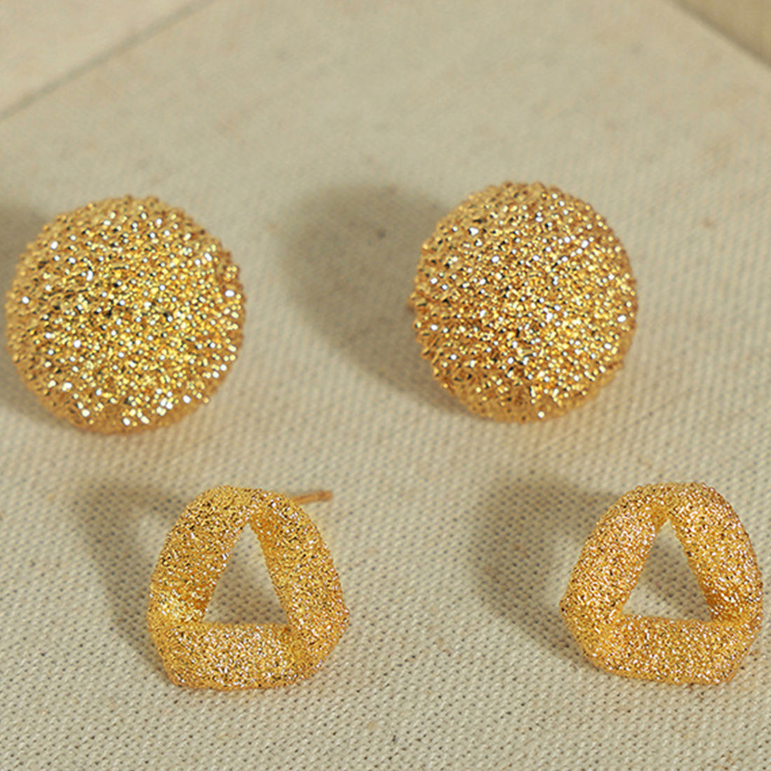 Gold-Plated Geometric Stud Earrings 
