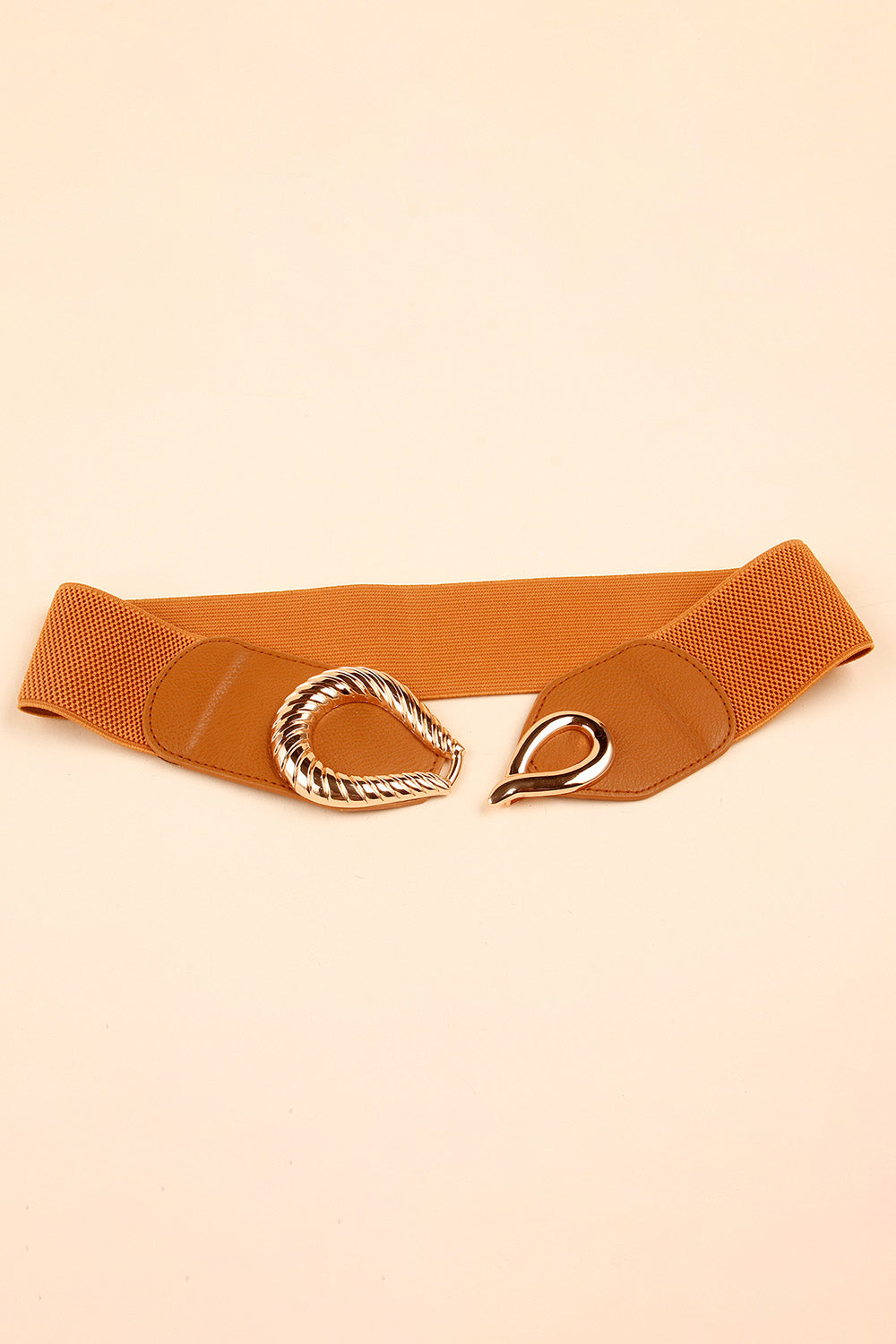Ribbed Alloy Buckle Elastic Belt 
