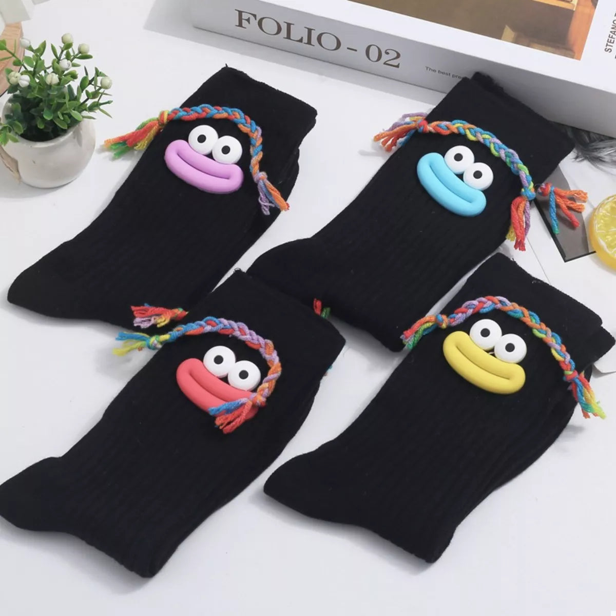 Cartoon Ribbed Knit Crew Socks Lingerie & Nightwear