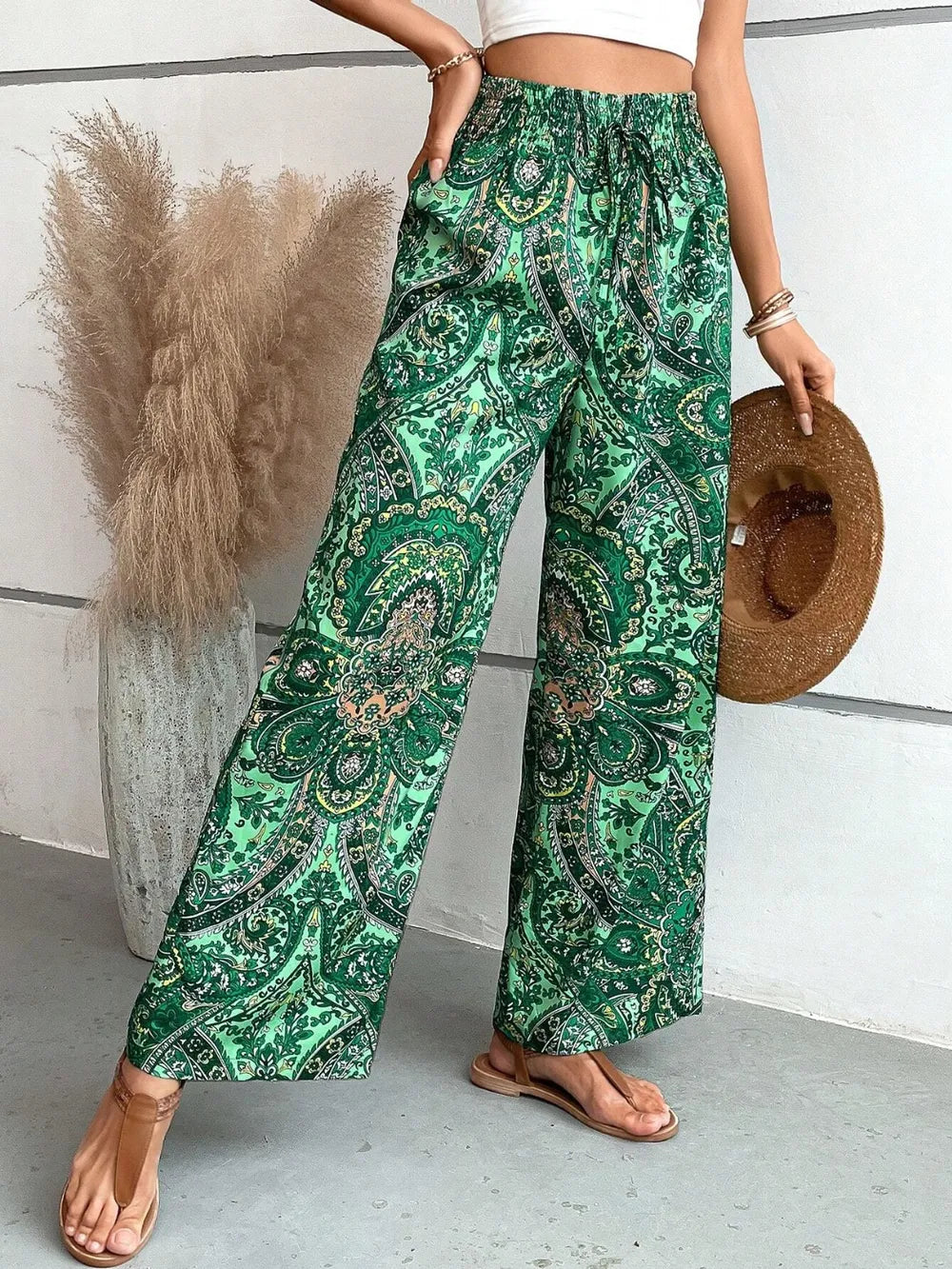 Printed Wide Leg Pants 