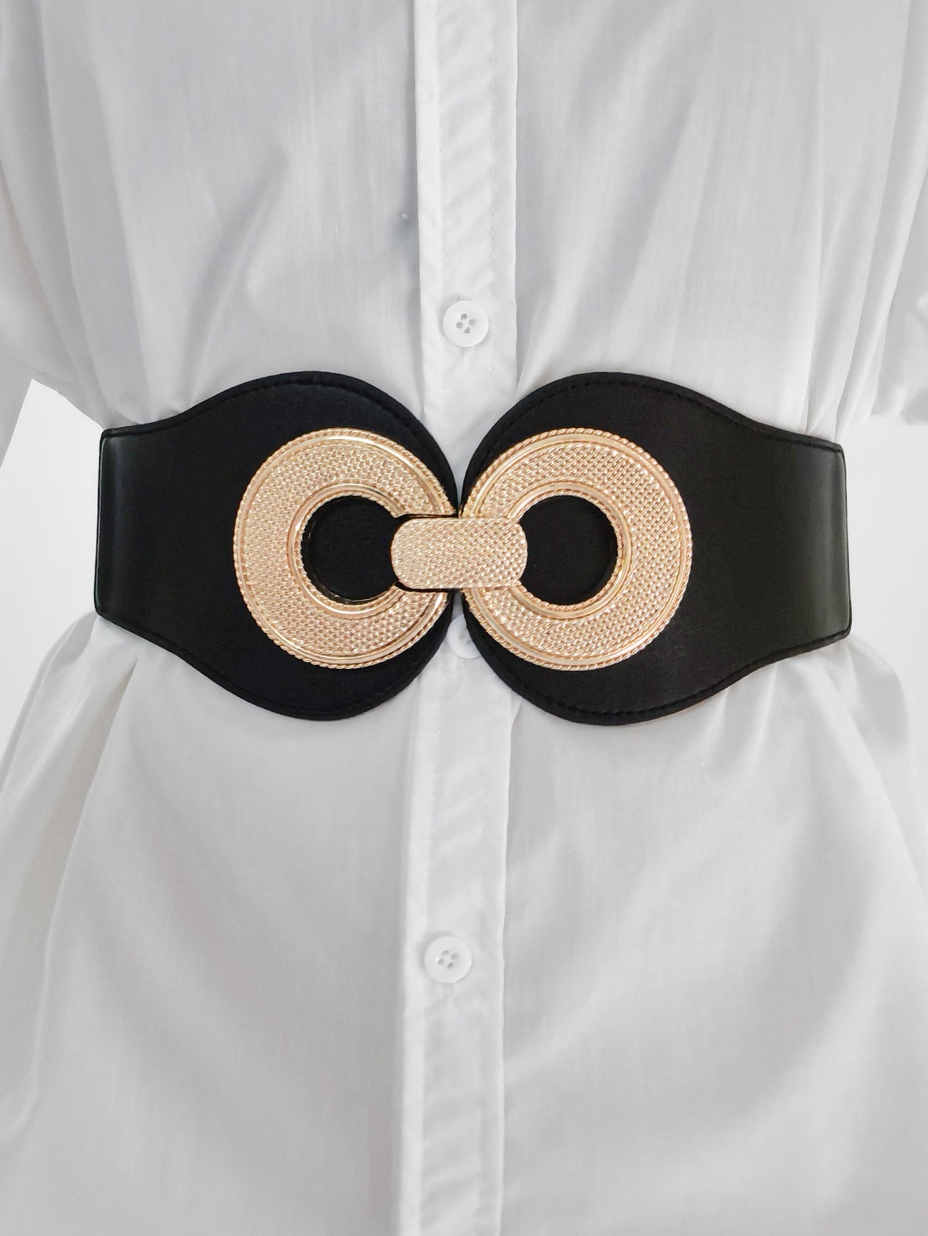 Alloy Buckle Elastic PU Belt 