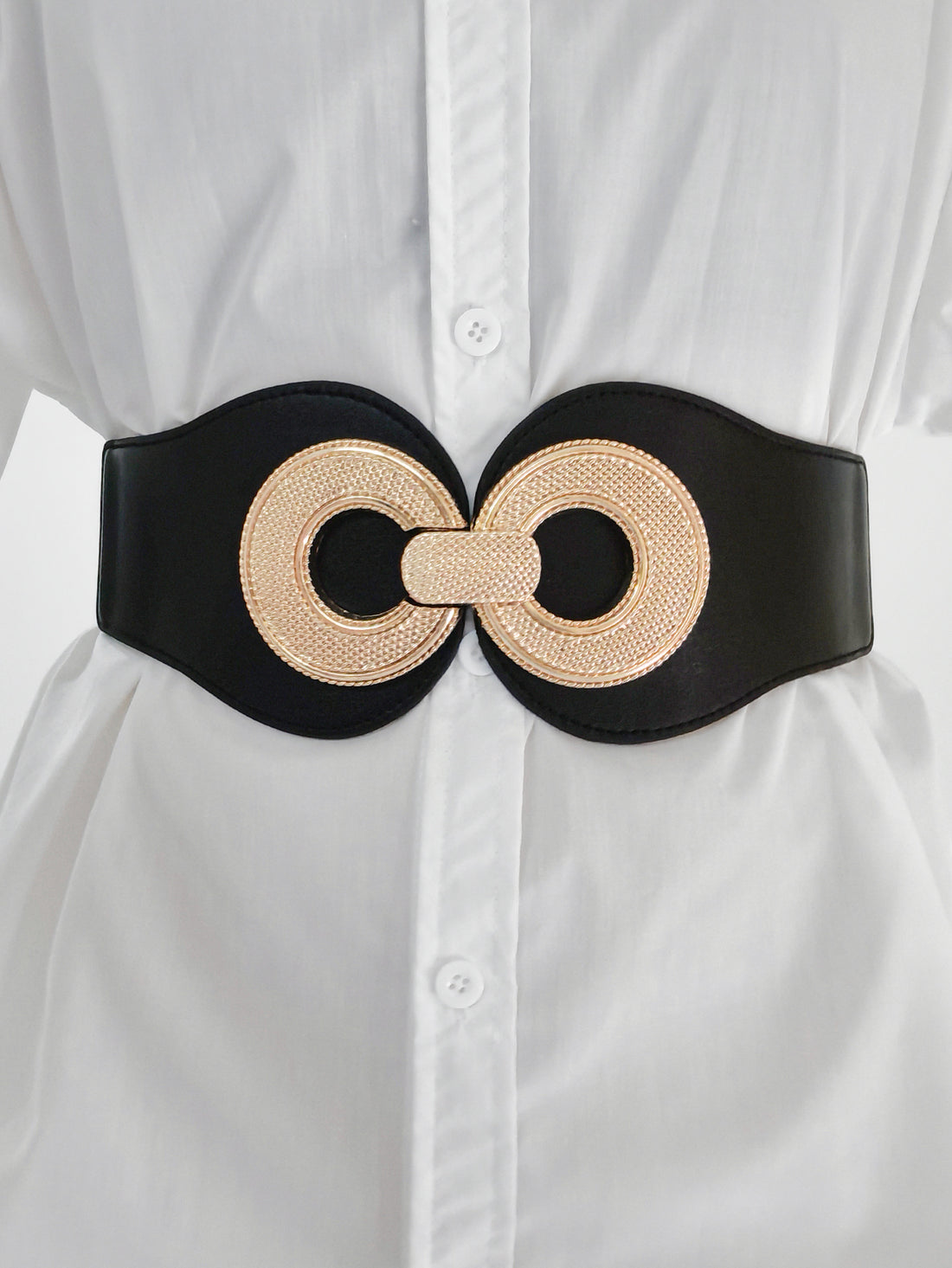 Alloy Buckle Elastic PU Belt 