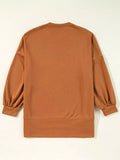 Happy Halloween Graphic Notched Long Sleeve Loose Top 