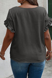 Plus Size Ruffled Round Neck Short Sleeve Blouse 