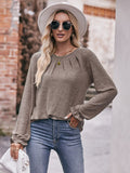 Mandy Long Flounce Sleeve Round Neck Blouse 