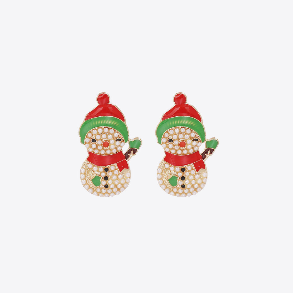 Snowman Rhinestone Alloy Earrings 