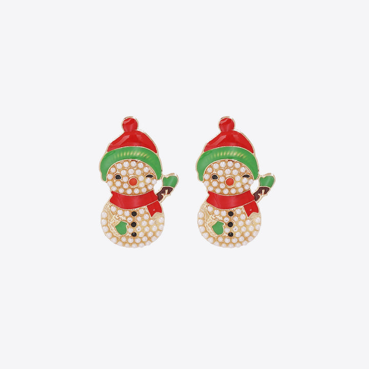 Snowman Rhinestone Alloy Earrings 