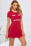 Graphic Round Neck Short Sleeve Lounge Dress 