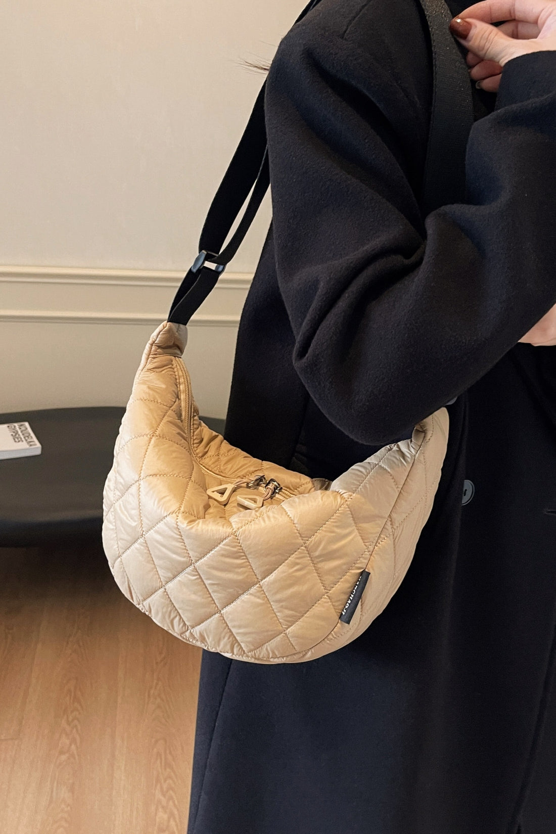 Quilted Adjustable Strap Crossbody Bag 