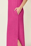 Double Take Full Size Texture Mock Neck Sleeveless Maxi Dress 