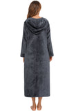 Zip Front Hooded Night Dress with Pockets 