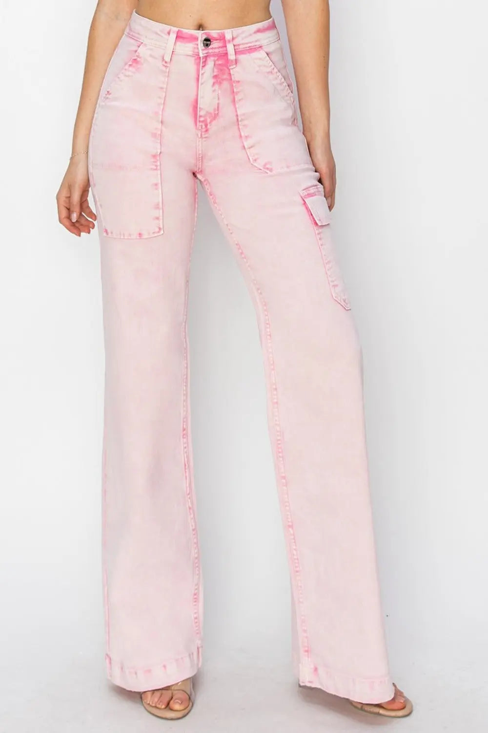 RISEN Full Size High Rise Cargo Pocket Jeans 