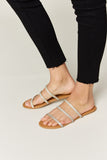 WILD DIVA Rhinestone Three-Strap Flat Sandals 