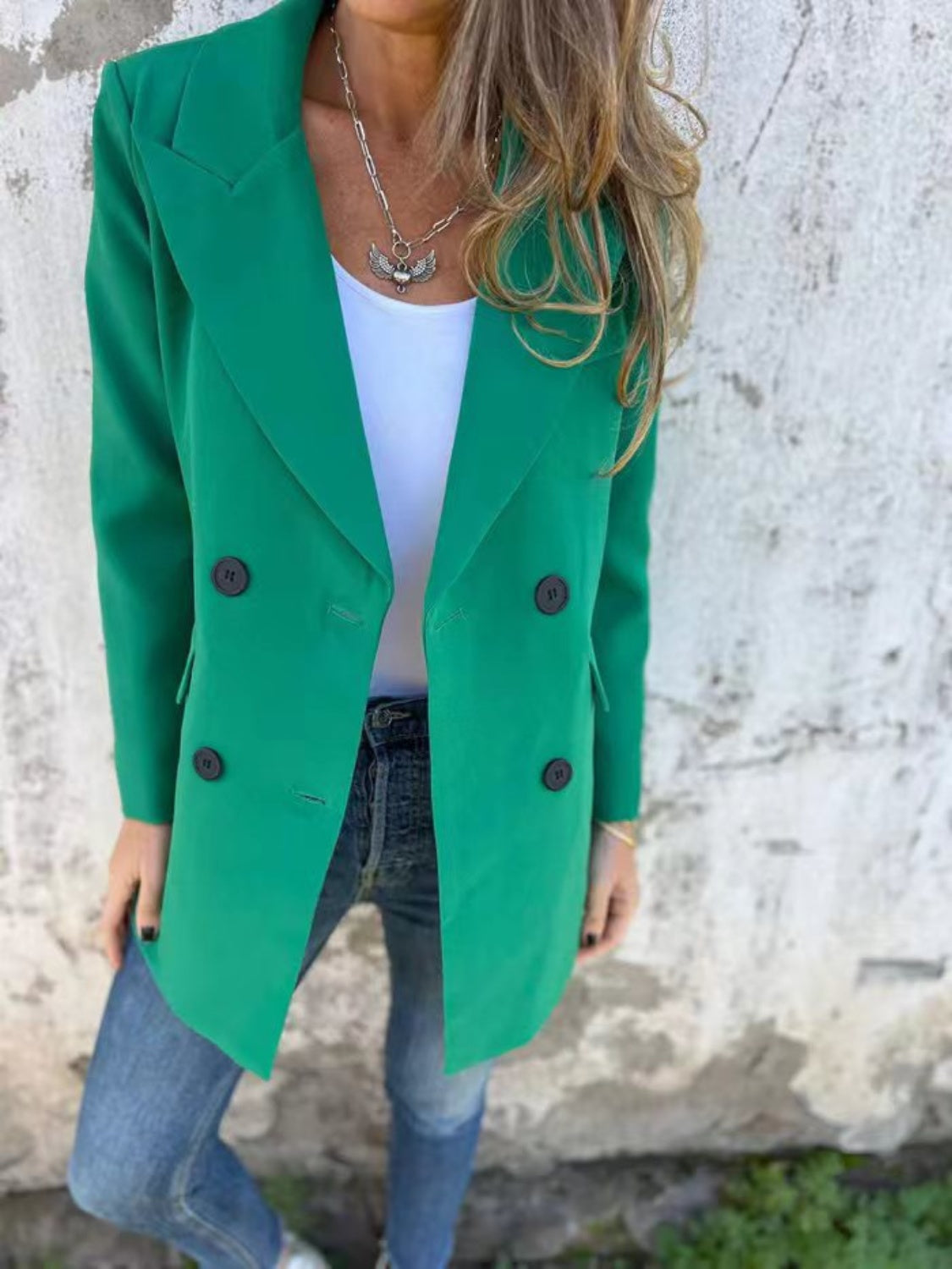 Full Size Collared Neck Long Sleeve Blazer 