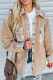 Pocketed Plaid Collared Neck Sherpa Jacket 