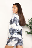 Shiny Tie-Dye Round Neck Top and Shorts Lounge Set 
