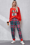 ALL IS BRIGHT Round Neck Top and Plaid Pants Lounge Set Lingerie & Nightwear