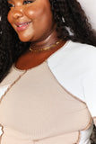 Double Take Color Block Exposed Seam Top 