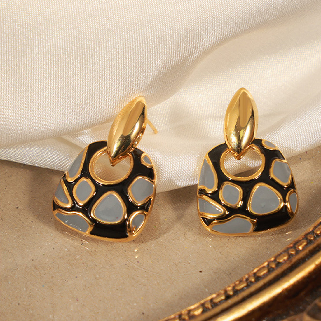 Copper Oil Drip Earrings 