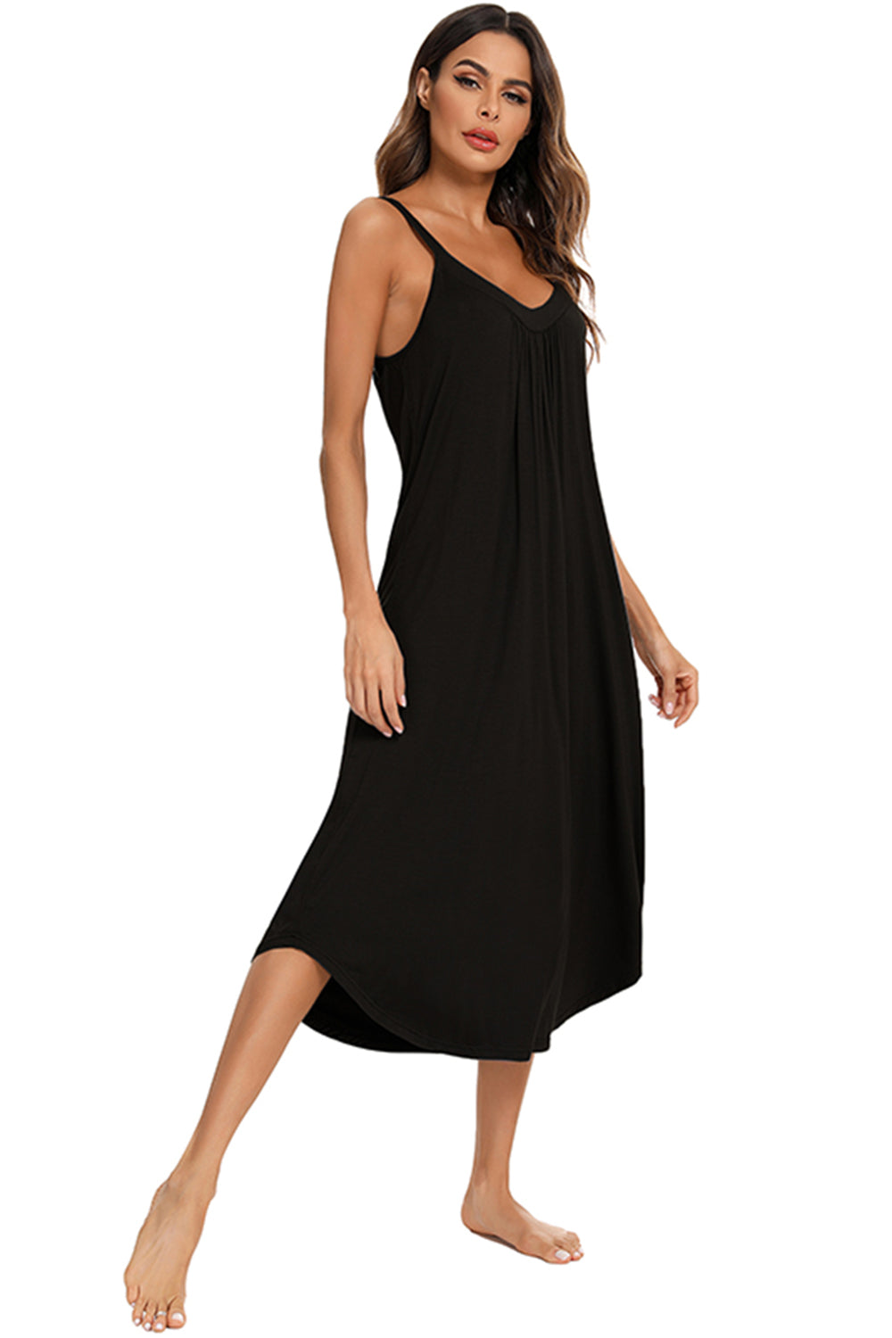 V-Neck Midi Lounge Dress 