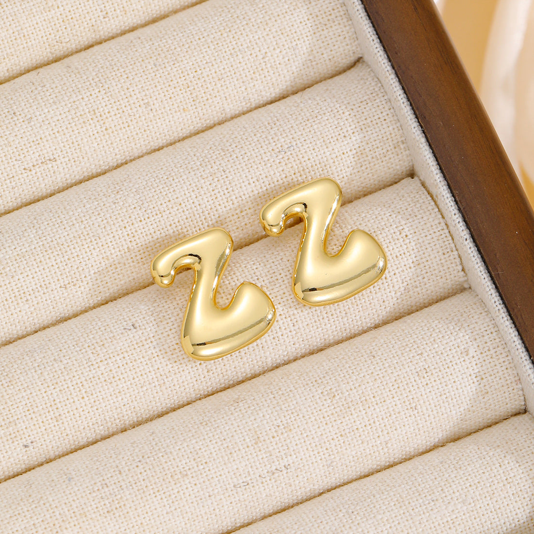 18K Gold-Plated Bubble Letter Stud Earrings 