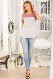 Heimish Color Block Striped Round Neck Short Sleeve T-Shirt 