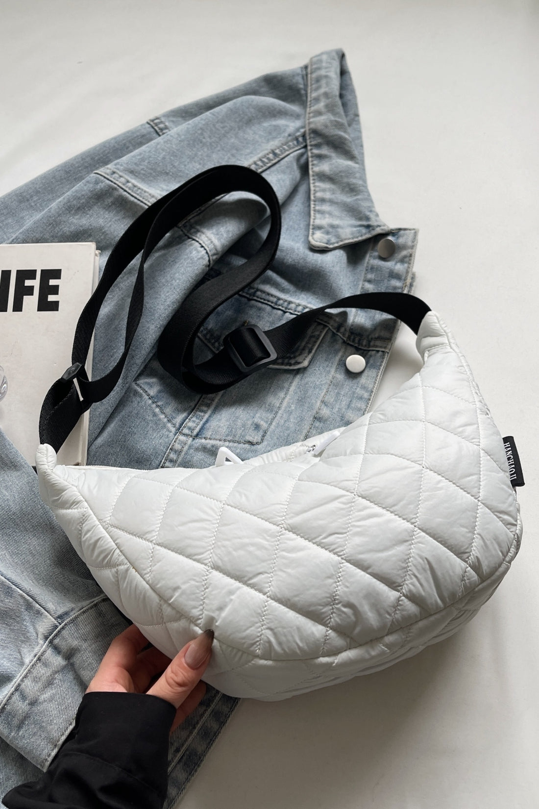 Quilted Adjustable Strap Crossbody Bag 