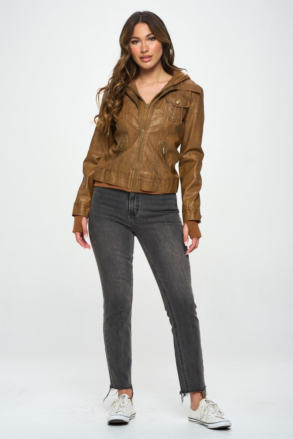 Coalition LA Double Zip Hooded Long Sleeve Jacket 