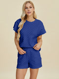 Double Take Full Size Texture T-Shirt and Shorts Set 