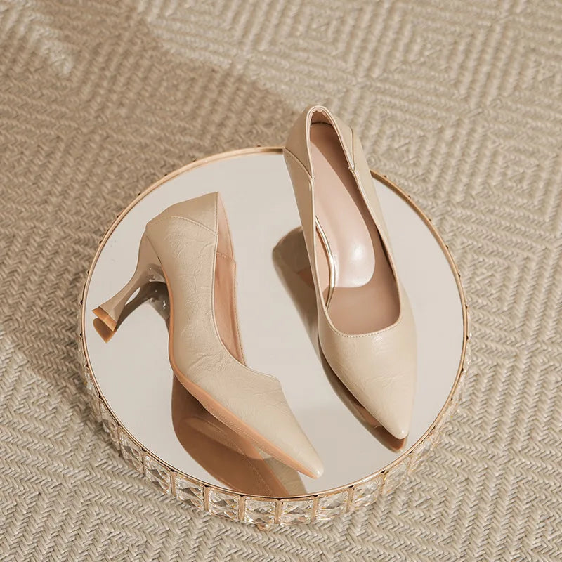 Point Toe Flare Heels Pumps 