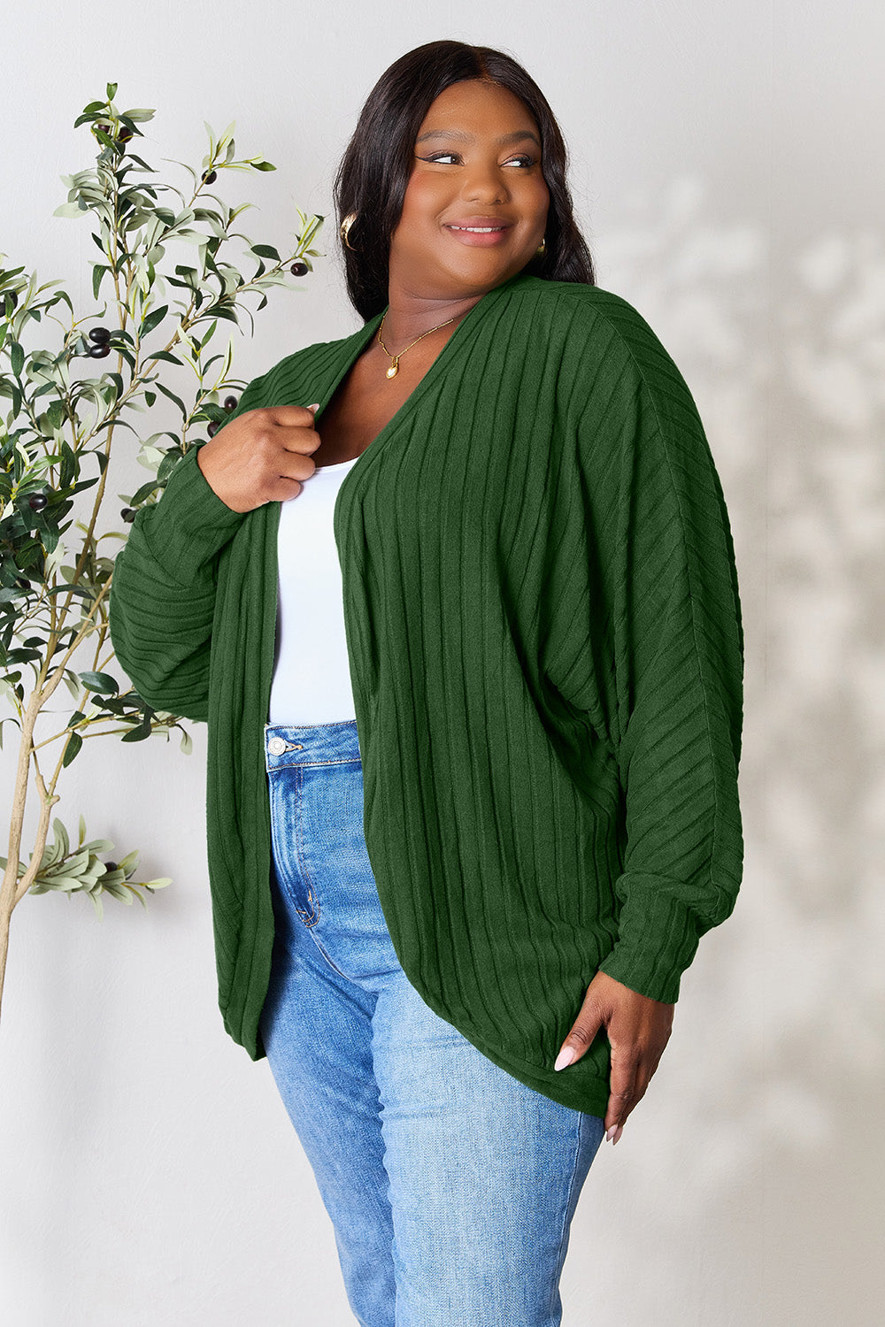 Basic Bae Full Size Ribbed Cocoon Cardigan 