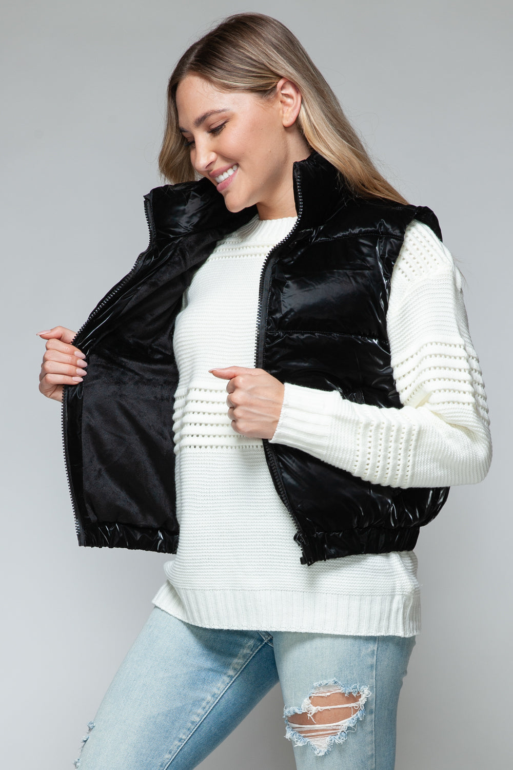 Snobbish Fine Fur Lining Quilted Vest 