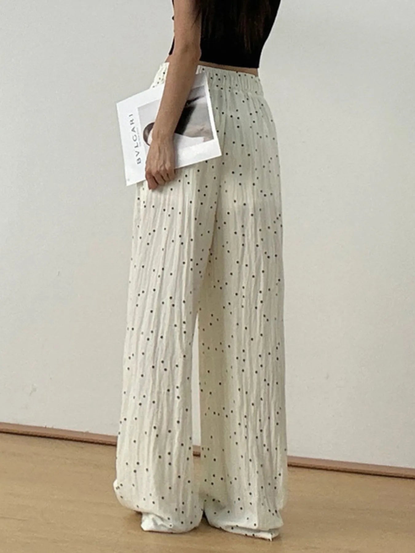 Polka Dot Wide Leg Relaxed Fit Pants 