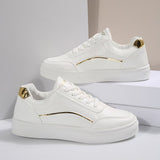 PU Leather Round Toe Flat Sneakers 