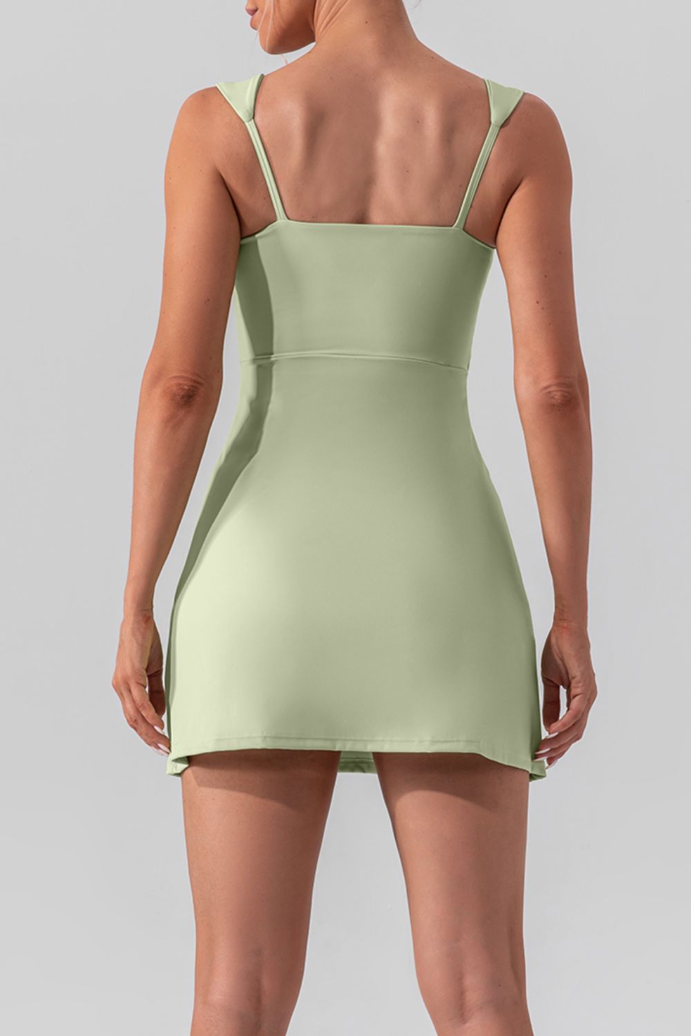 Square Neck Sleeveless Slit Mini Active Dress 