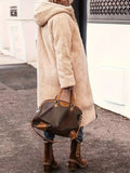 Plus Size Zip Up Sherpa Hooded Coat 