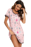 Contrast Trim Short Sleeve Lounge Dress 