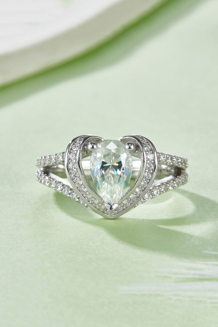 1 Carat Moissanite 925 Sterling Silver Heart Ring Accessories