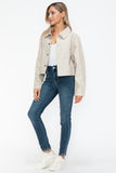 Snobbish Snap Down Long Sleeve PU Leather Jacket 