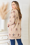 Angel Wings Star Pattern Open Front Longline Cardigan 