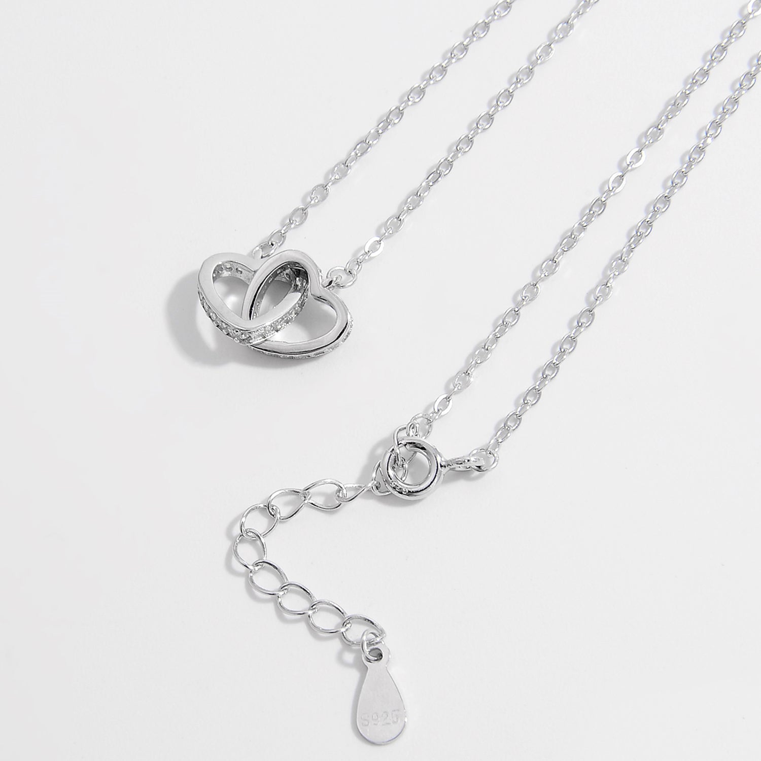 925 Sterling Silver Inlaid Zircon Heart Necklace 