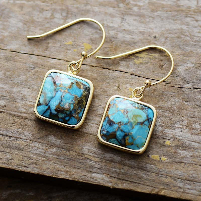 Square Copper Drop Earrings 