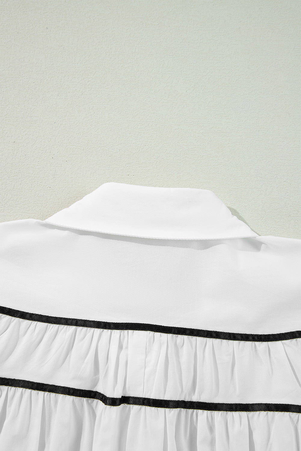 Ribbon Bowtie Collared Neck Flounce Sleeve Shirt 