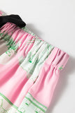 Collared Neck Printed Top and Drawstring Shorts Lounge Set Lingerie & Nightwear