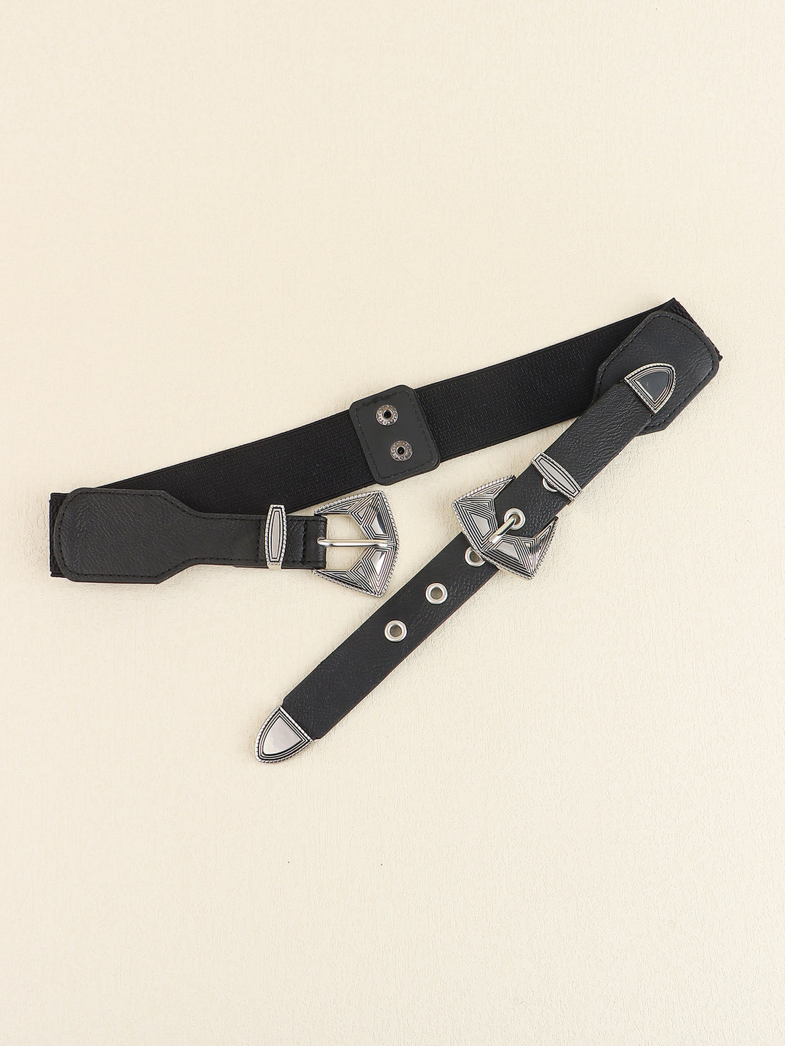Double Buckle PU Leather Belt 