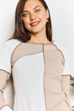 Double Take Color Block Exposed Seam Top 