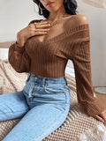 Honey V-Neck Long Sleeve T-Shirt 