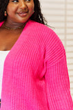 Woven Right Rib-Knit Open Front Drop Shoulder Cardigan 